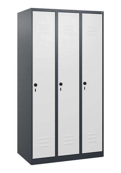 C+P Umkleidespind Classic PLUS mit Mitteltrennwand, 3 Abteile, 1700x900x500mm, 7016/7035, Drehriegel, 0800007-30F S10011