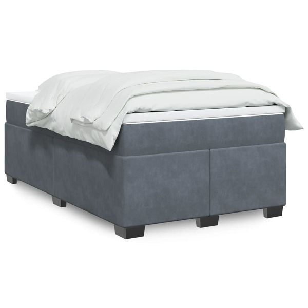 vidaXL Boxspringbett mit Matratze Dunkelgrau 120x190 cm Samt, 3285270