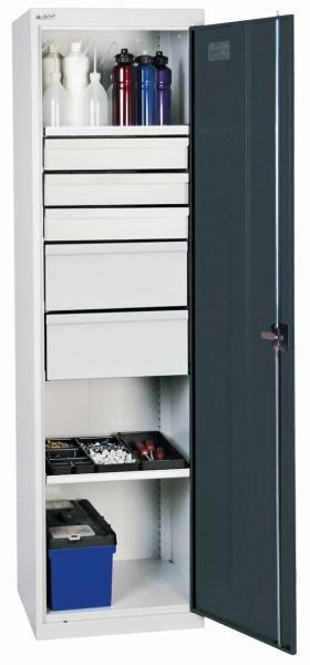 stumpf Werkzeug- und Materialschrank Serie 2000, 7035/7016, 2 Fachböden, Schubladen: 3 x 100, 2 x 200 mm, 2005671