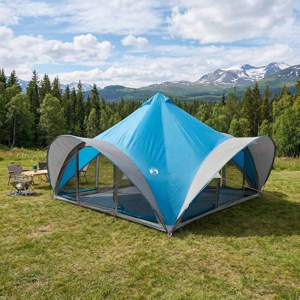 vidaXL Tipi Zelt mit Dach Blau 18-Personen Polyester und Stahl, 42028620