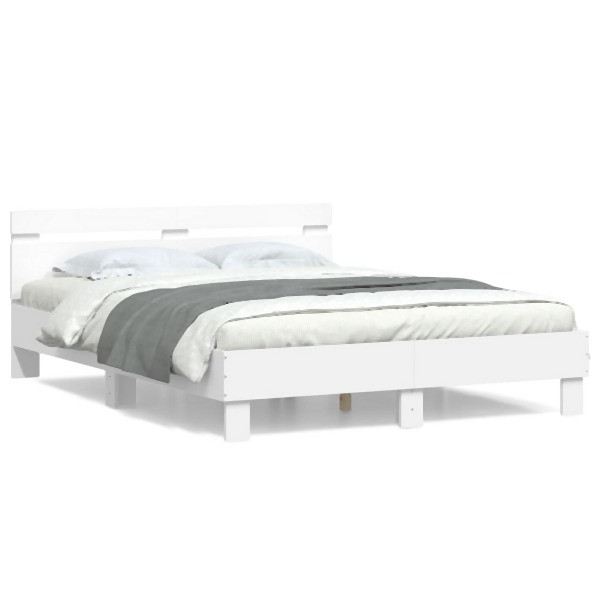 vidaXL Bettgestell mit Kopfteil Weiß 140x200 cm Holzwerkstoff, 3207420