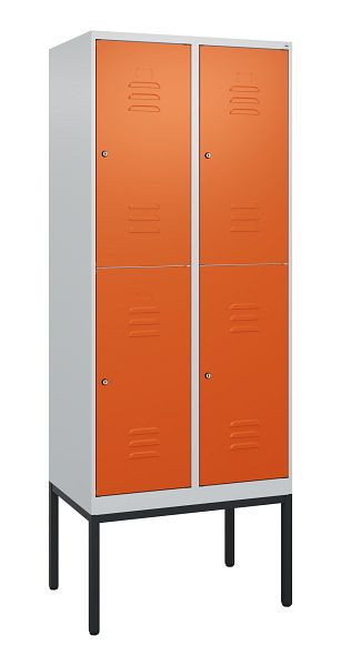 C+P Doppelstöckiger Spind Classic PLUS, Gestell, 2 Abteile, 2120x800x500mm, 7035/2004, Zylinderschlösser, 0803307-22 S10061