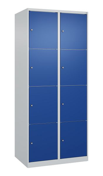 C+P Schließfachschrank Classic PLUS, 2 Abteile mit je 4 Fächern, 1850x800x500mm, 7035/5010, 080000-224 S10003