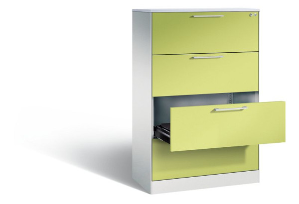 C+P Schubladenschrank Asisto, H1310xB800xT435 mm, Grau/Viridingrün/DBS Hellgrau, 146023-422 S10098