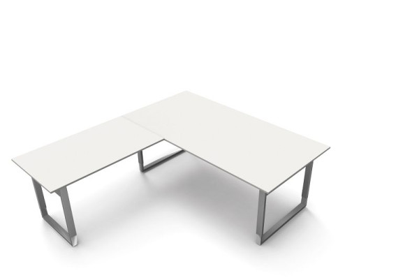 Kerkmann Schreibtisch extragroß / Besprechungstisch B 2000 x T 1000 x H 680-820 mm, Form 5, Farbe: Weiß, 11406810