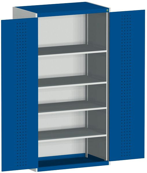 bott cubio Flügeltürschrank bestückt mit 4 Fachböden BxTxH: 800 x 650 x 2000 mm, RAL 7035/3004, 40020162.24V