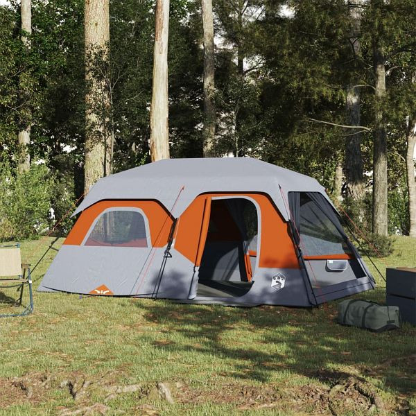 vidaXL Familienzelt 9 Personen Grau Orange Quick Release Wasserdicht, 94300