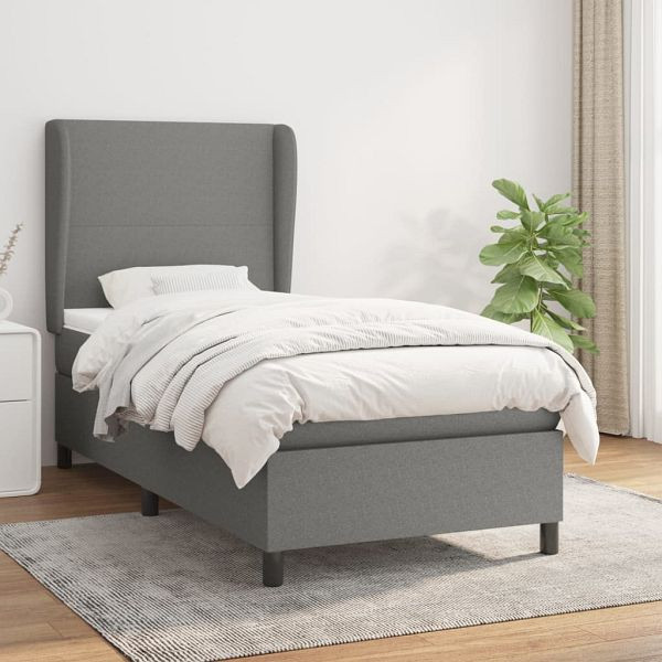 vidaXL Boxspringbett mit Matratze Dunkelgrau 80x200 cm Stoff, 3127758