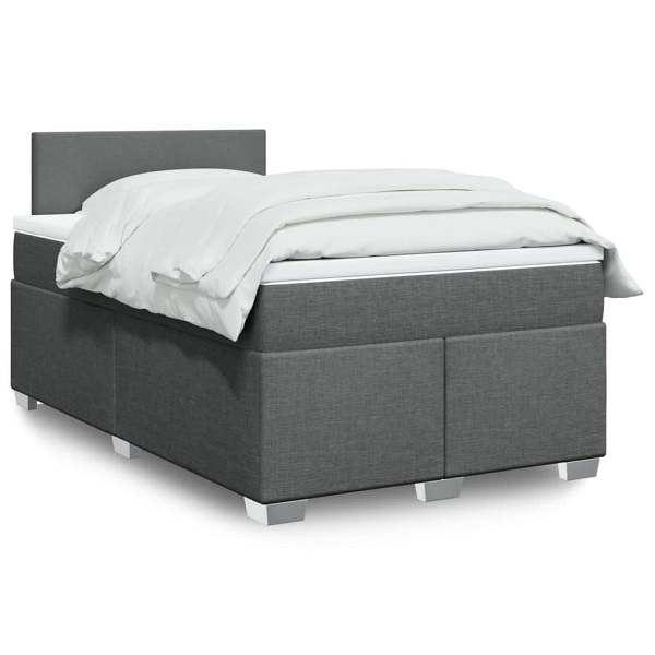 vidaXL Boxspringbett mit Matratze Dunkelgrau 120x200 cm Stoff, 3285849