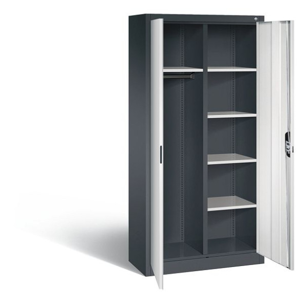 C+P Akten-/Garderobenschrank Acurado, H1950xB930xT400mm, Farbe: Schwarzgrau / Lichtgrau, Muldengriff, 5 OH, 9260-30 S10352