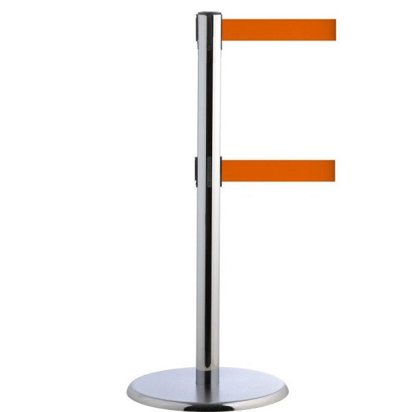 Stein HGS Personenleitsystem -P-Line Duo-, chrom, orange, mit magnetischem Gurtendstück, Gurtlänge: 2 x 2,3 m, 14148-1504