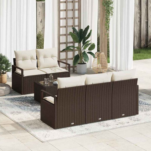 vidaXL Garten-Sofa-Set, 6er Set, Braun und Creme 55 x 55 x 37 cm, 3354927