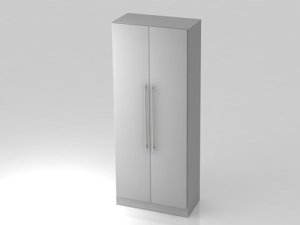 Hammerbacher Garderobenschrank 5OH, Sockelblende, Relinggriff Grau/Grau, 80x42x200,4 cm (BxTxH), V7200/5/5/RE