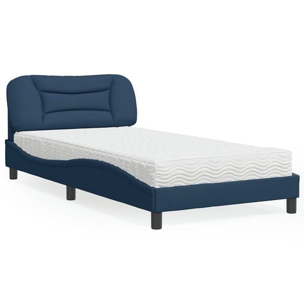 vidaXL Bett mit Matratze Blau 100x200 cm Stoff, 3208519
