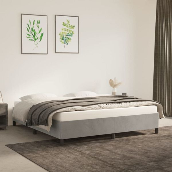 vidaXL Bettgestell Hellgrau 160x200 cm Samt, Material: Samt (100% Polyester), Sperrholz, Holzwerkstoff, 347330
