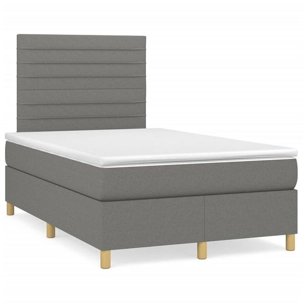 vidaXL Boxspringbett mit Matratze Dunkelgrau 120x190 cm Stoff, 3269938