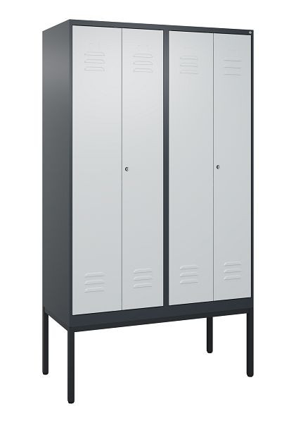 C+P Umkleidespind Classic PLUS, Doppel-Spind, Gestell, 4 Abteile, 2120x1200x500mm, 7016/7035, Zylinderschlösser, 0800327-40P S10028