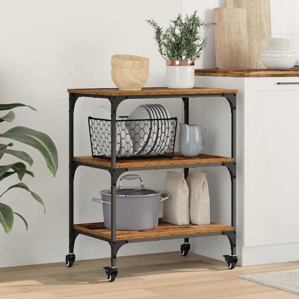 vidaXL Küchentrolley Altholz 60 x 41 x 76 cm Holzwerkstoff, 883008