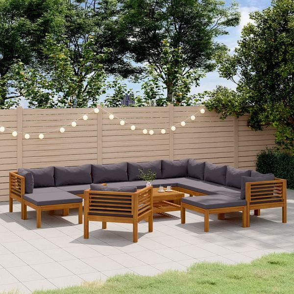 vidaXL 12-tlg. Garten-Lounge-Set mit Auflage Massivholz Akazie, 3086911
