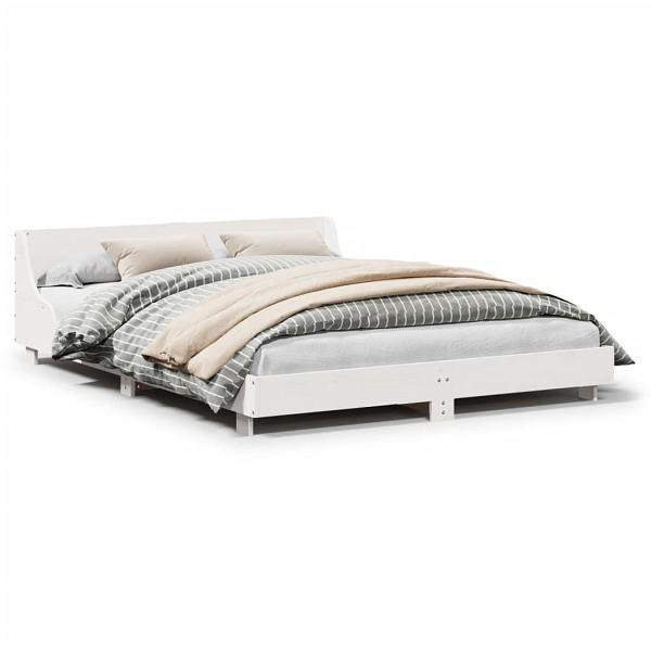 vidaXL Massivholzbett mit Kopfteil Weiß 140x190 cm Kiefer, 850741