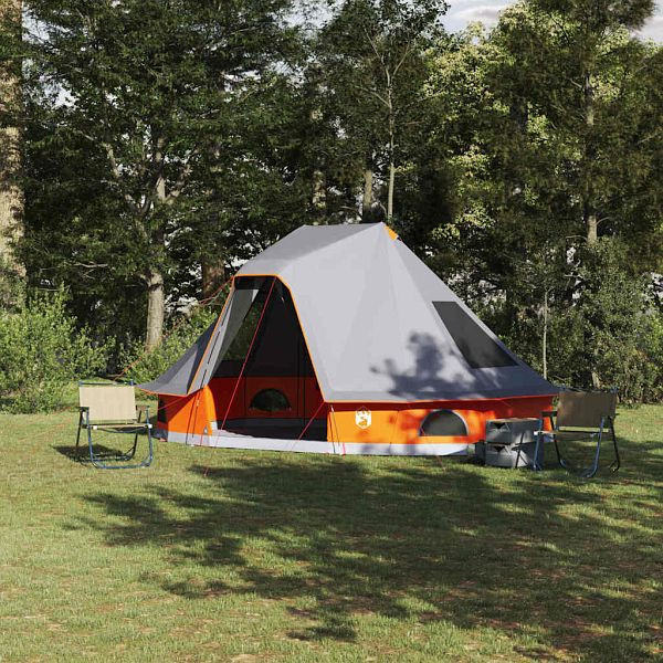 vidaXL Familien-Tipi-Zelt mit Dach Grau, Orange 466 x 310 x 240 cm, 42000959