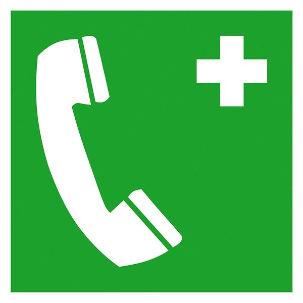 SafetyMarking Erste-Hilfe-Schild, Notruftelefon, BxH 15x15 cm, Folie, selbstklebend, langnachleuchtend, 38.0067
