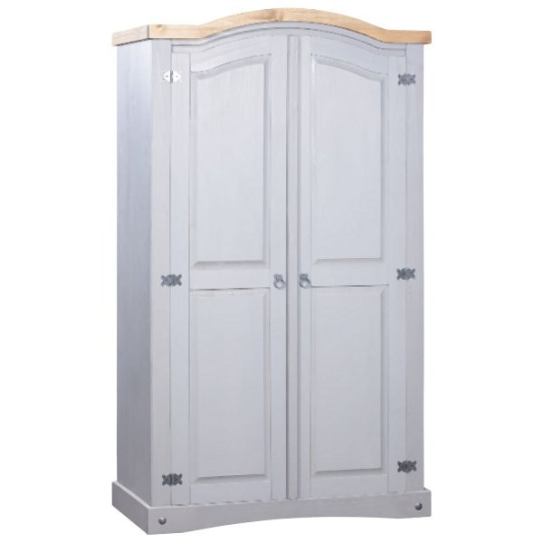 vidaXL Kleiderschrank Mexiko-Stil Kiefernholz 2 Türen Grau, 282619