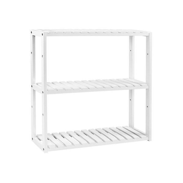 SONGMICS Bambusregal mit 3 Ablagen Weiß, BCB13W, 6955880340439