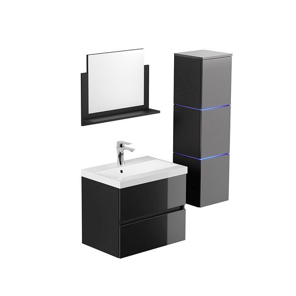 HOME DELUXE Badezimmermöbel WANGEROOGE Deluxe – L Schwarz, 55754