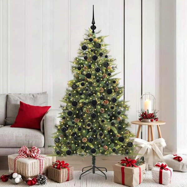 vidaXL Künstlicher klappbarer Weihnachtsbaum mit Tannenzapfen 180 cm, 3395090