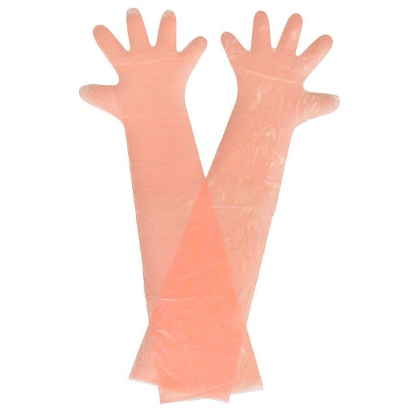 L+D PE-Veterinärhandschuhe orange, nicht steril, etwa 900 mm lang Einheitsgröße, Größe: Universalgröße, VE: 40 Beutel á 50 Stück = 1 Pack, 14696-UNI