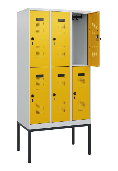 C+P Doppelstock-Spind Evolo PLUS, Gestell, 6 Fächer, 1950x900x500mm, 7035/1004, Drehriegel, 0493305-30 S10000