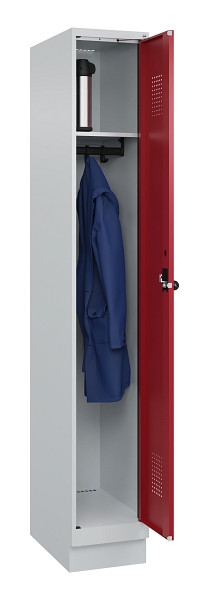 C+P Spind Evolo PLUS, mit Sockel, 1 Abteil, 1950x300x500mm, 7035/3003, Verschluss Drehriegel, Ablageböden 1, 049020-10 S10004