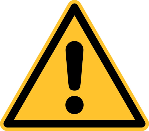 Eichner Warnschild "Allgemeines Warnzeichen", Seitenlänge 31,5 cm, PVC-Folie, selbstklebend für Innen- und Außenbereiche, 9225-12010-031