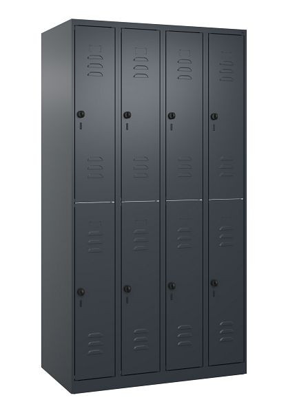 C+P Doppelstöckiger Spind Classic PLUS, 4 Abteile, 1850x1000x500mm, 7016/7016, Drehriegel, 080300-49 S10010