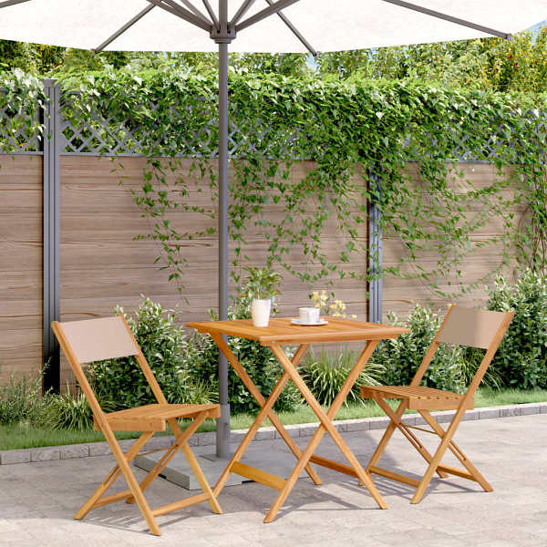 vidaXL 3-tlg. Bistro-Set Taupe Stoff und Massivholz, 3281870