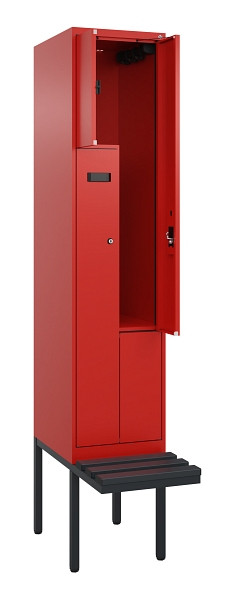C+P Z-Spind Evolo PLUS, Bank, 2 Fächer, 2120x400x815mm, 3020/3020, Zylinderschloss, Material Sitzfläche Kunststoff, 0490437-122 S10106