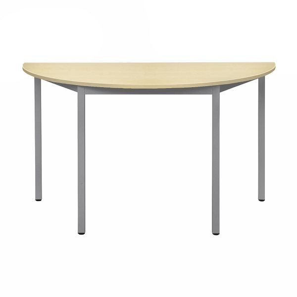 Bisley Mehrzwecktisch, Halbrund, Breite 1400 mm, Tiefe 700 mm, 19mm Tischstärke, 399 chrom x MP ahorn, MTH1407MP399