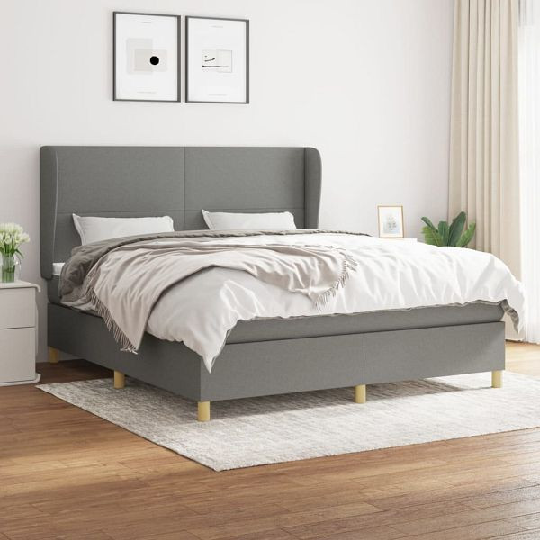 vidaXL Boxspringbett mit Matratze Dunkelgrau 180x200 cm Stoff, 3128382