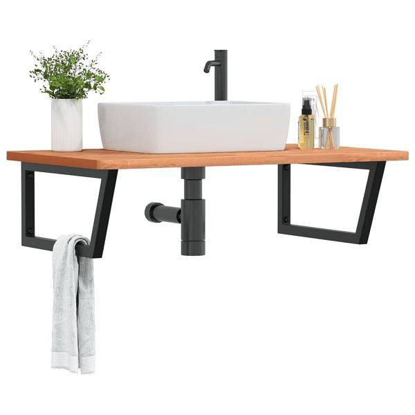 vidaXL Waschbeckenregal Wandmontage Stahl und Massivholz Buche, 3302527