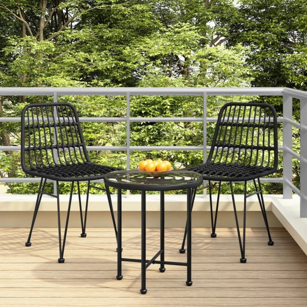 vidaXL Gartenstühle 2 Stück Schwarz 48x62x84 cm PE-Rattan, 319429