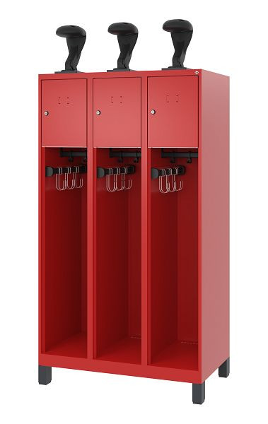 C+P Feuerwehrspind Evolo, Modell YOUNGSTER, 3 Abteile, H1630xB900xT500 mm, Feuerrot, Füße, 0490015-30 S10008
