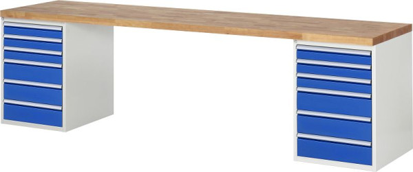 RAU Werkbank Serie 7000 - Modell 7515-3, B3000 x T700 x H840 mm, Systemunterbau B3000 x T650 x H800 mm, 03-7515A3-307B4S.11