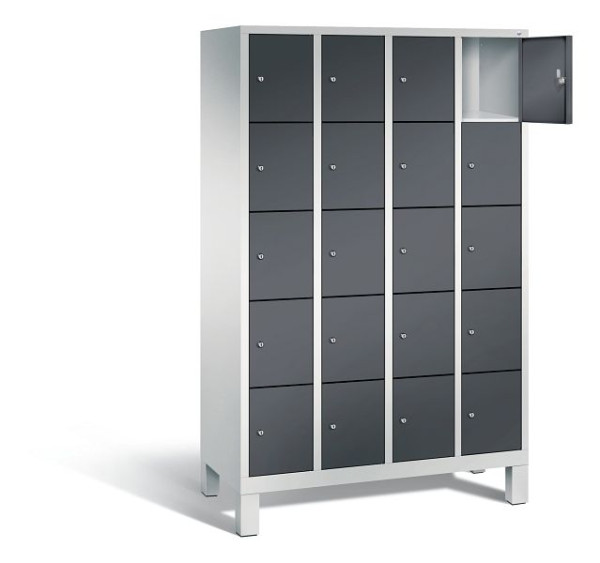 C+P Schließfachschrank Evolo, H1850xB1190xT500mm, Farbe: Lichtgrau / Schwarzgrau, 48010-405 S10166