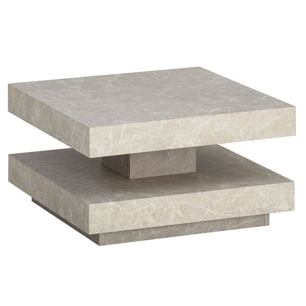 Wohnling Couchtisch 60x60x34cm Sandfarben Sofatisch in Stein-Optik, Design Wohnzimmertisch mit Stauraum Quadratisch, Loungetisch Beige, WL6.921