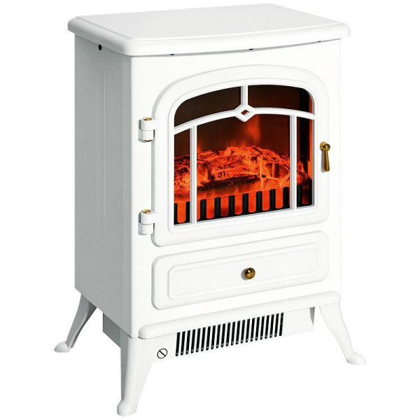 HOMCOM Elektrokamin mit Heizung, elektrischer Kamin mit LED Flammeneffekt, 950/1850W Dekokamin mit Thermostat, elektrisch Kaminfeuer, 820-039WT