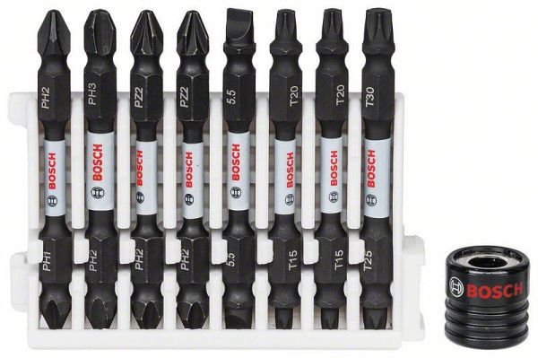 Bosch Doppelklingen Schrauberbit-Set Impact Control, 9-teilig, diverse, 65 mm, VE: 5 Stück, 2608522345