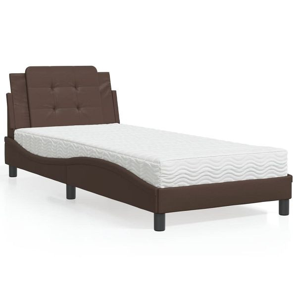 vidaXL Bett mit Matratze Braun 100x200 cm Kunstleder, 3208847
