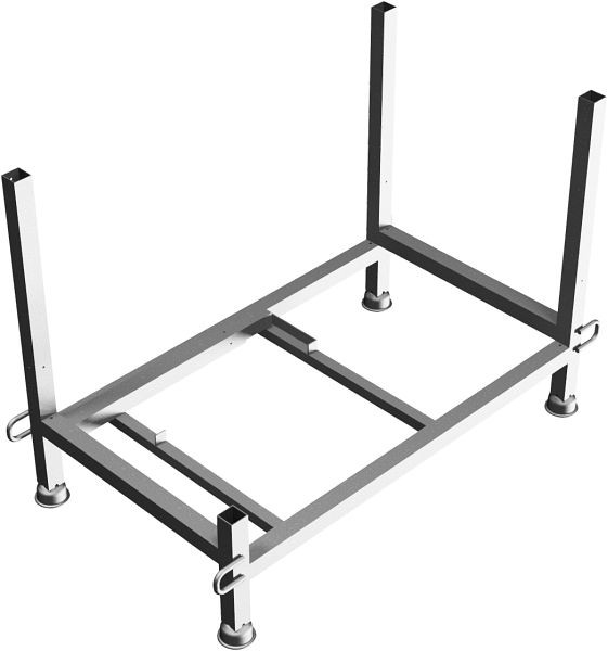 Schake Palette für Absperrgitter bestehend aus: 1x Stapelpalette verzinkt (Art.-Nr. 419.06) 4x herausnehmbare Holme, 419_06