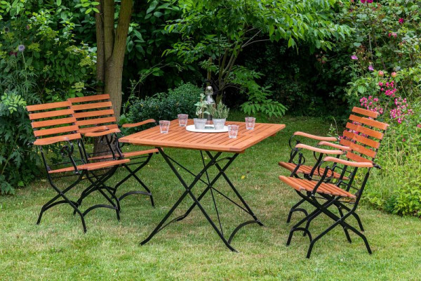 Merxx Schlossgarten Set 5-teilig, 4 Schlossgarten Klappsessel, 1 Schlossgarten Klapptisch, 120 x 80 cm, 50138-217